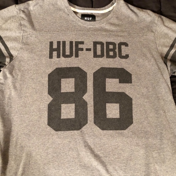 HUF Football Jersey Grey & Black Color Ringed Sleeves Mens - Picture 3 of 9